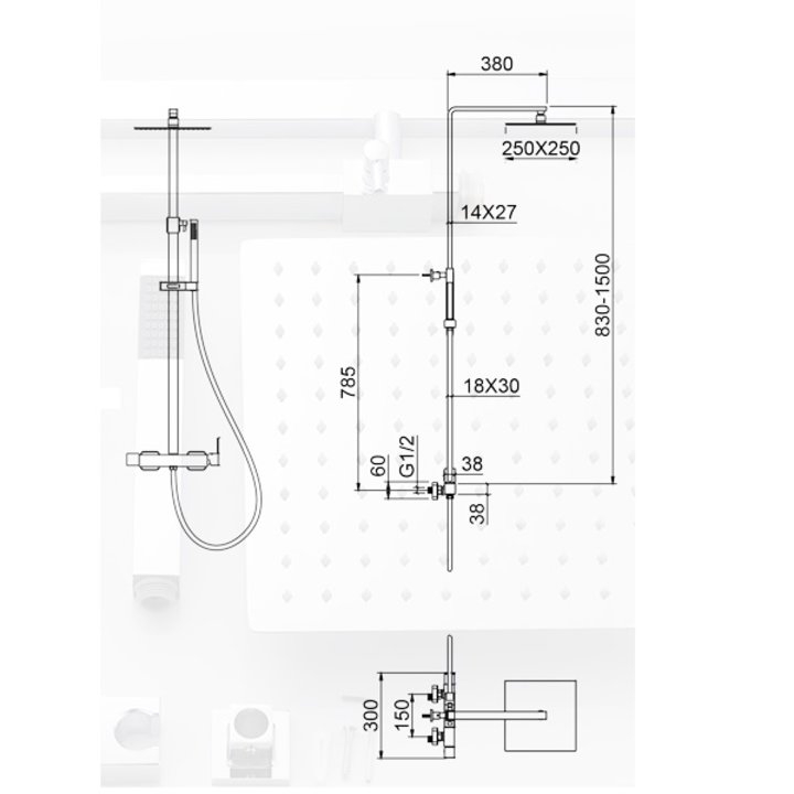 Rampa duche quadrada cromada | Lile
