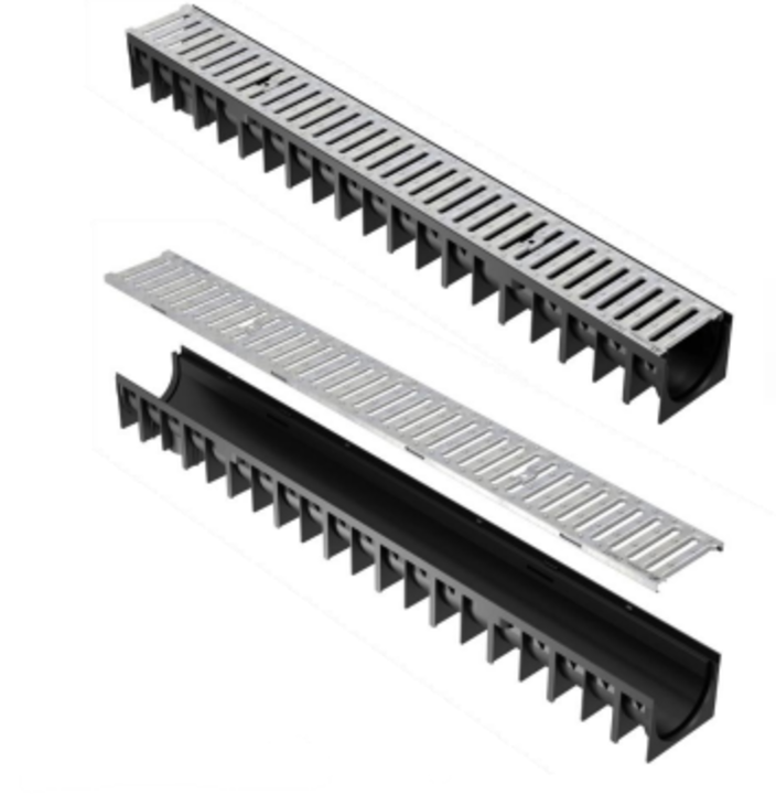 Canal 4YOU H7 preto | +grelha galvanizada A15 | 100x12x9,2cm 